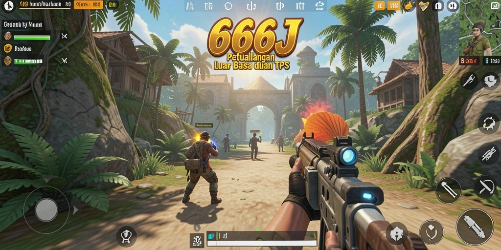 Gameplay seru dan menegangkan di 666J dengan aksi TPS yang mendebarkan.