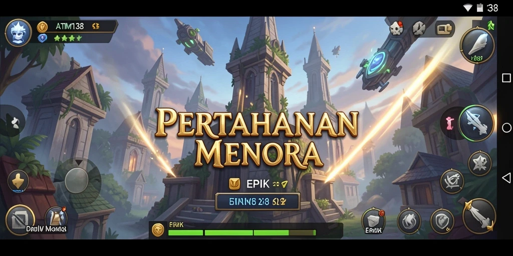 Tampilan gameplay menara pertahanan yang mendebarkan dan penuh strategi.