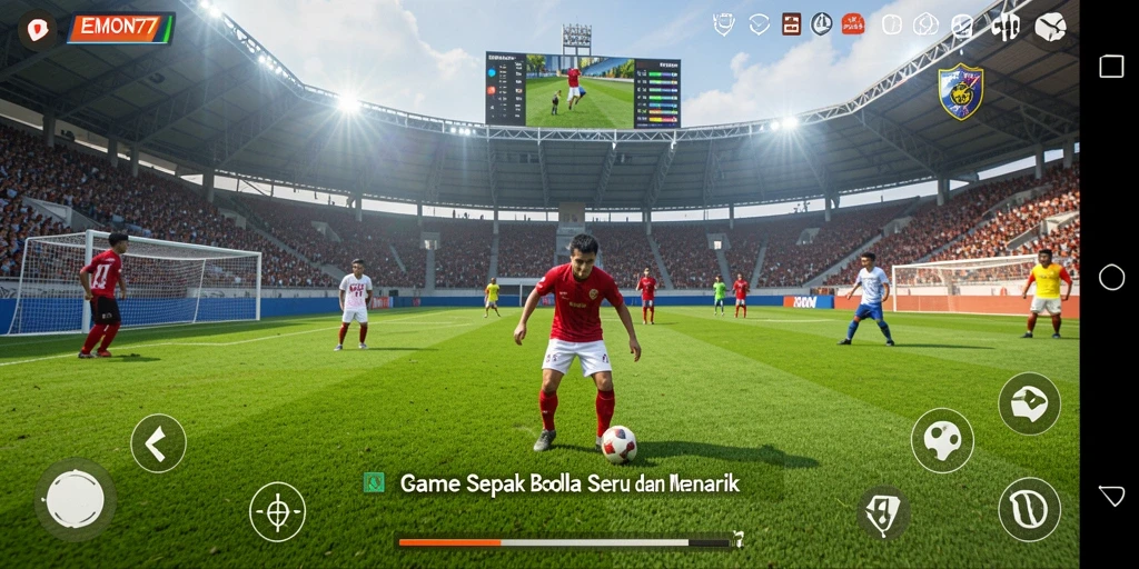 Tampilan gameplay EMON77 yang menarik dengan aksi sepak bola yang seru.