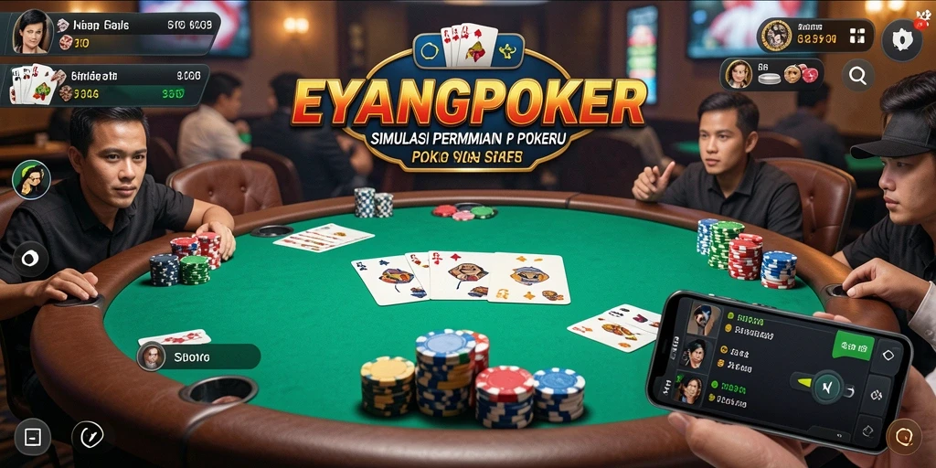 Tampilan gameplay seru dari EYANGPOKER dengan pemain aktif.
