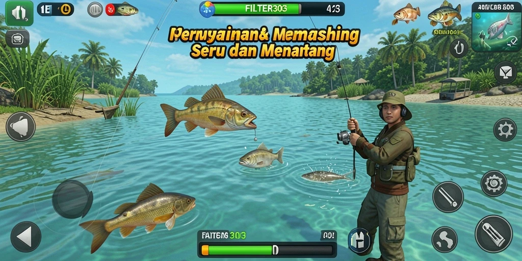 Gambaran gameplay FILTER303 yang memikat dan menantang di dunia memancing.
