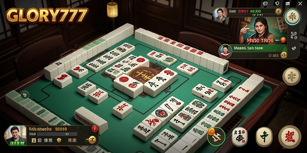 Screenshot gameplay GLORY777 menampilkan suasana Mahjong yang menakjubkan.