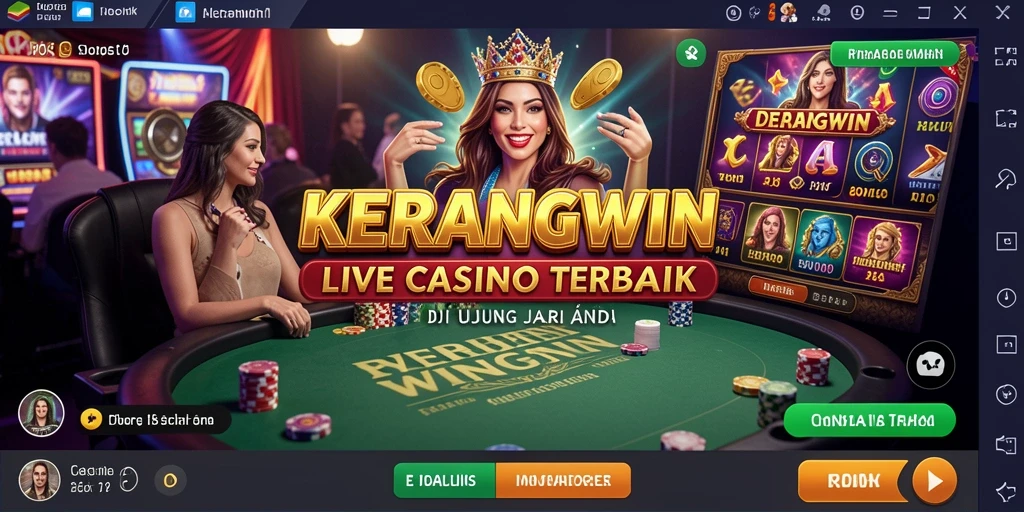 Tampilan KERANGWIN dengan dealer langsung dan suasana kasino.