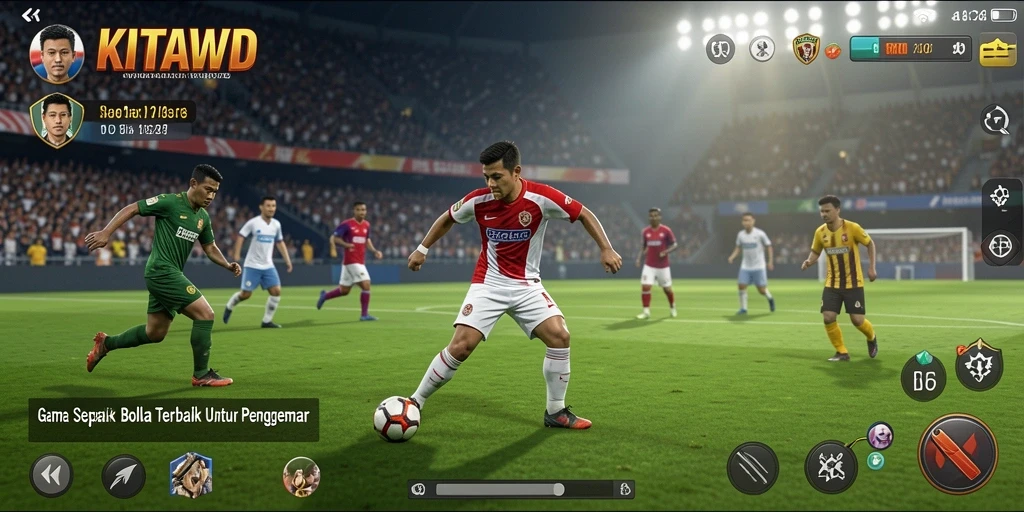 Tampilan gameplay nyata sepak bola di KITAWD.