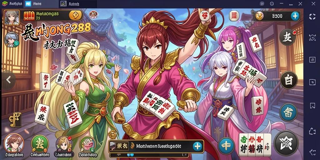 Tampilan gameplay seru di MAHJONG288 dengan karakter Anime yang menarik.