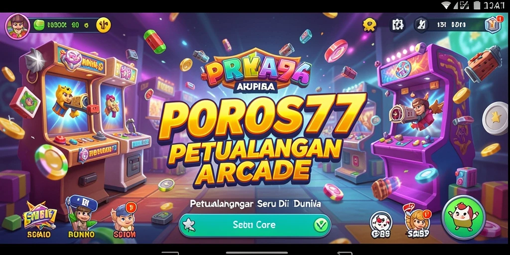 Screenshot utama POROS77 menunjukkan momen seru dalam gameplay Arcade.