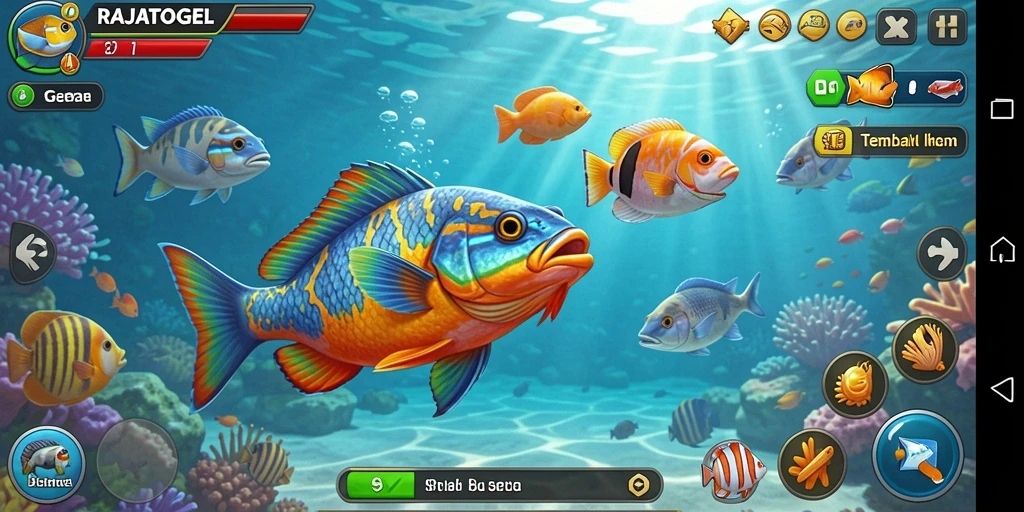Tampilan gameplay RAJATOGEL yang menegangkan saat berburu ikan.