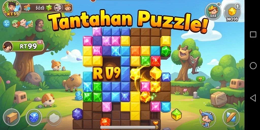 Tampilan menarik dari gameplay puzzle RT99 yang menantang.