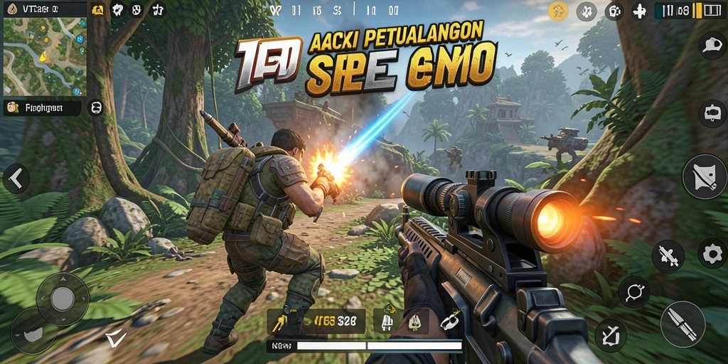Screenshot utama VT38 menampilkan aksi intens gameplay TPS.